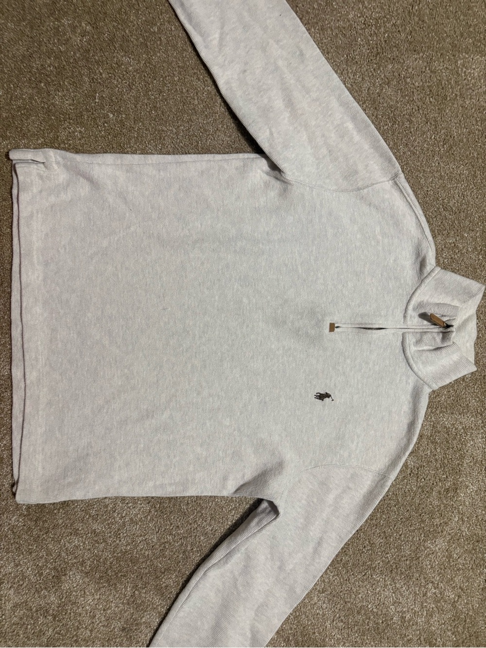 Ralph Lauren Men’s Light Gray Zip-Up Sweater with Polo Pony